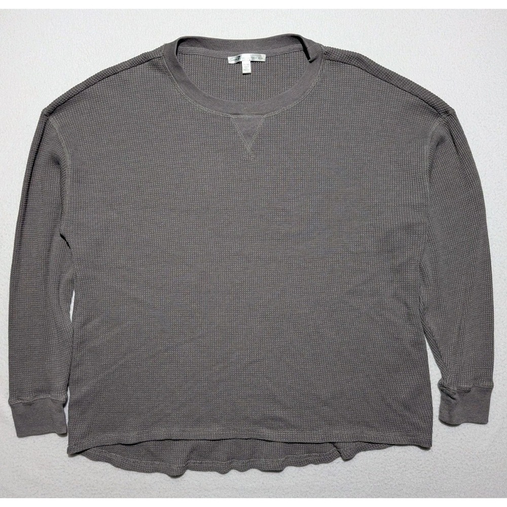 Seven7 Men's Waffle Knit Thermal Crewneck XL Charcoal Gray Cotton Blend